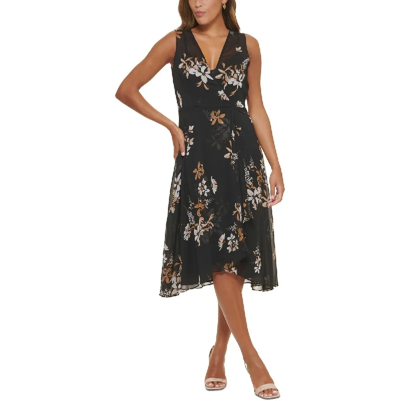 Clearance Event Calvin Klein Womens Surplice Mid-Calf Midi Dress