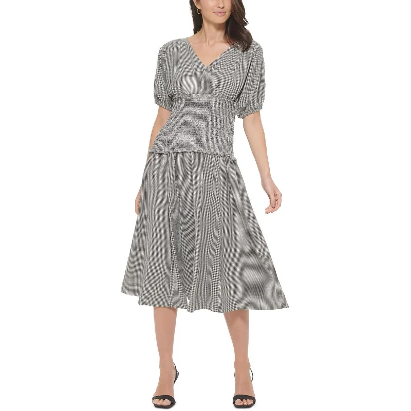 Best Price Guarantee Calvin Klein Womens Surplice Puff Sleeves Midi Dress