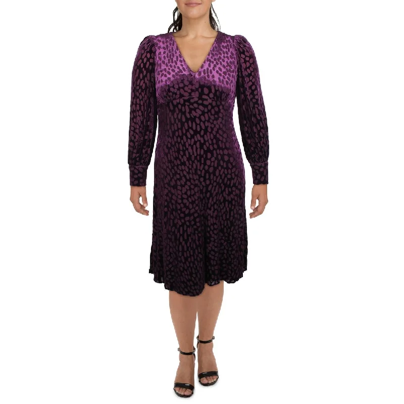 Exclusive Offer Calvin Klein Womens Velvet Animal Print Midi Dress