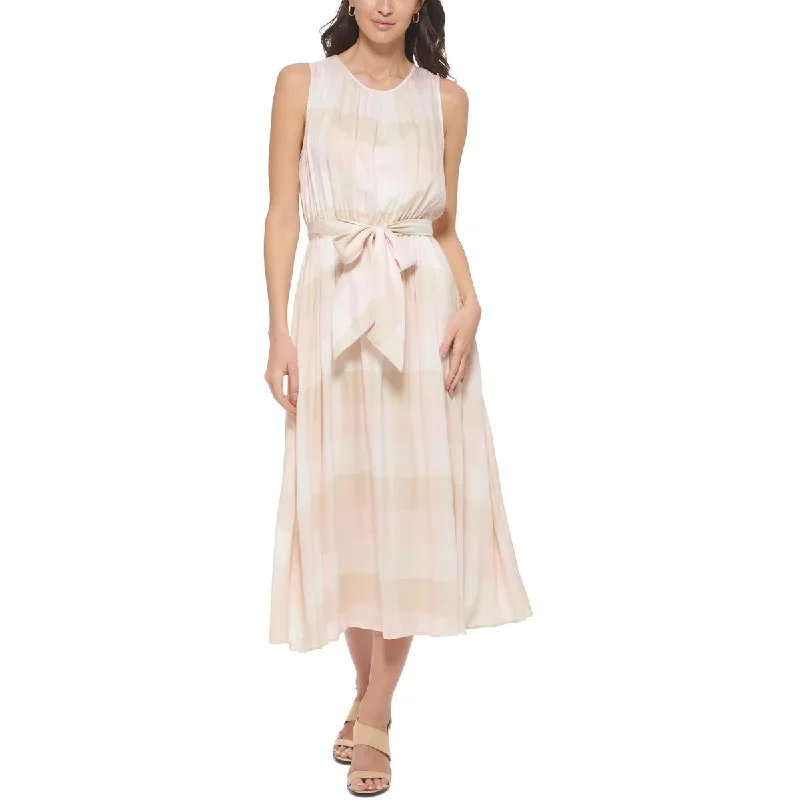 Shop & Save More Calvin Klein Womens Woven Check Print Midi Dress