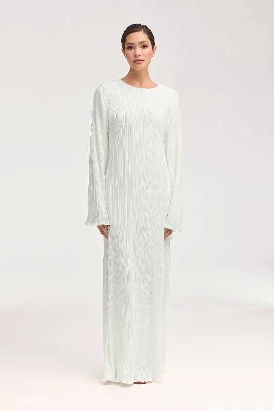 Instant Discount Camille Satin Plisse Maxi Dress - White