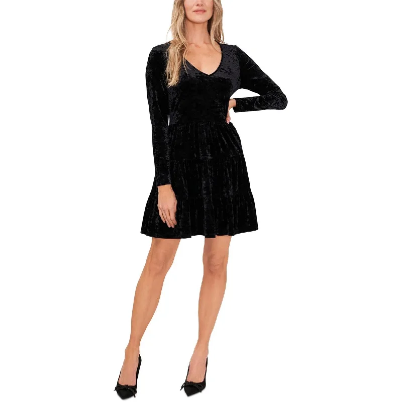 Big Discount Event CeCe Womens Velvet V Neck Midi Dress