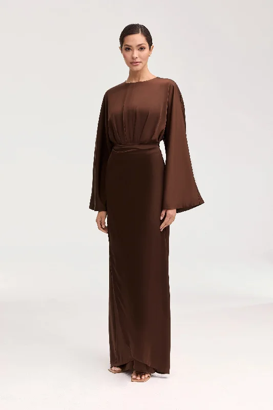 Shop & Save More Cedra Satin Wrap Maxi Dress - Chocolate