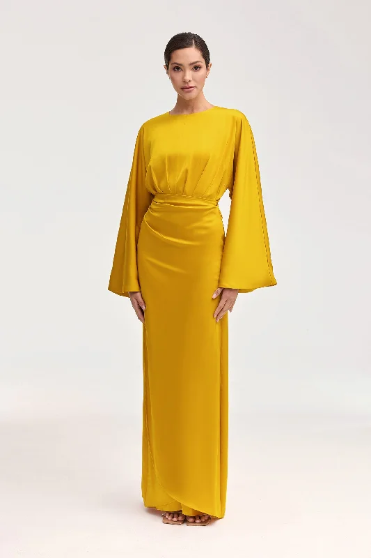 Weekend Special Cedra Satin Wrap Maxi Dress - Honey