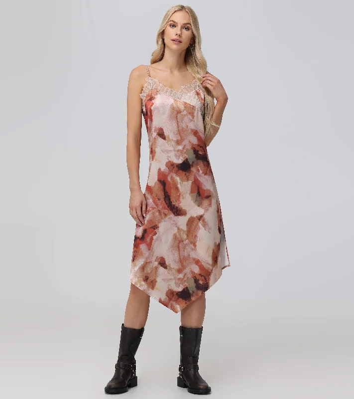 One-Stop Shop Sale Charmeuse Lace Trim Slip Midi Dress
