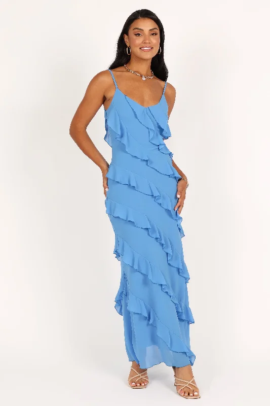 Extra Discount Ciao Ruffles Maxi Dress - Blue