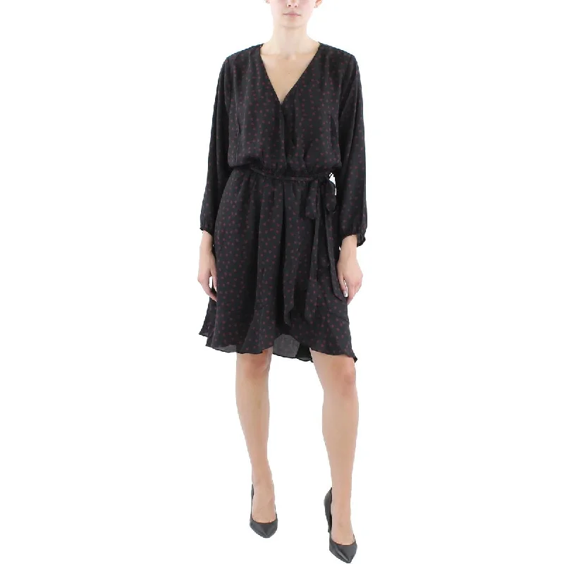 Limited Quantity City Chic Womens Faux Wrap Midi Fit & Flare Dress