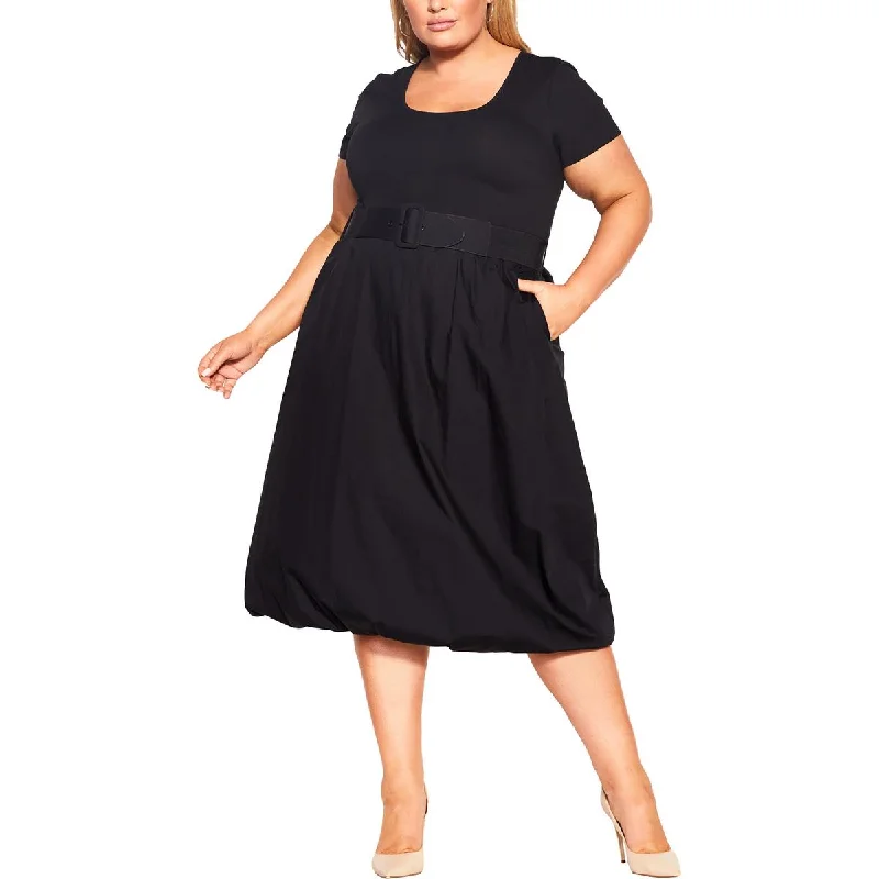 Exclusive Discounts Just for You City Chic Womens Plus Solid Cotton Midi Dress