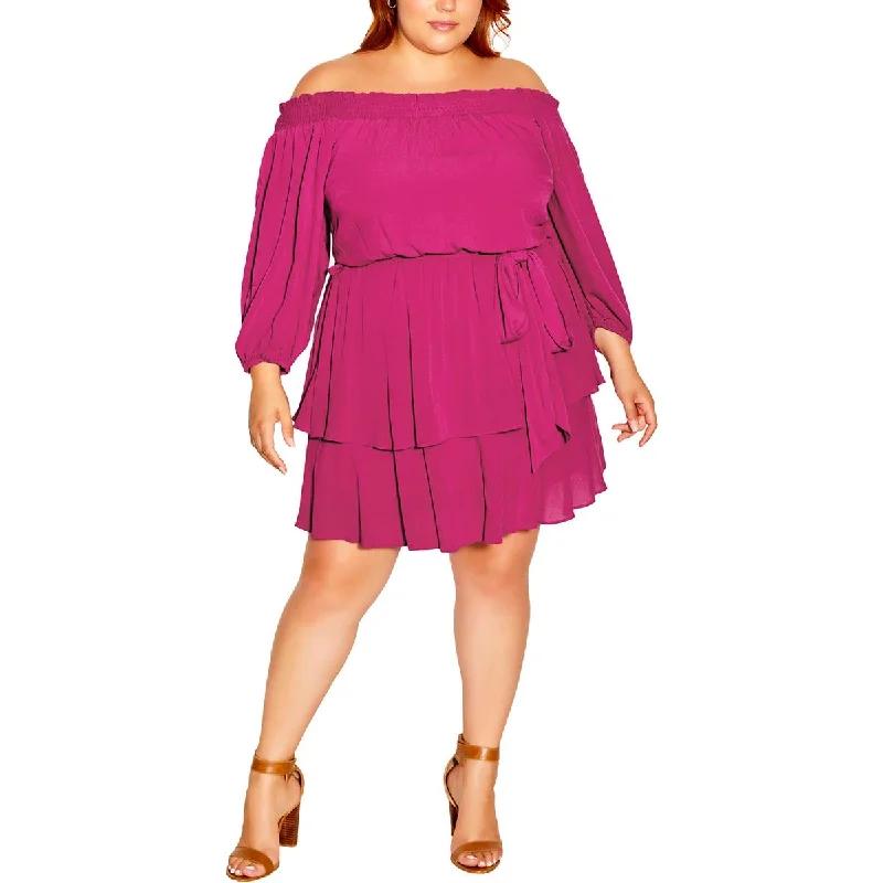 Today’s Special Discount City Chic Womens Ruffled Tiered Midi Dress