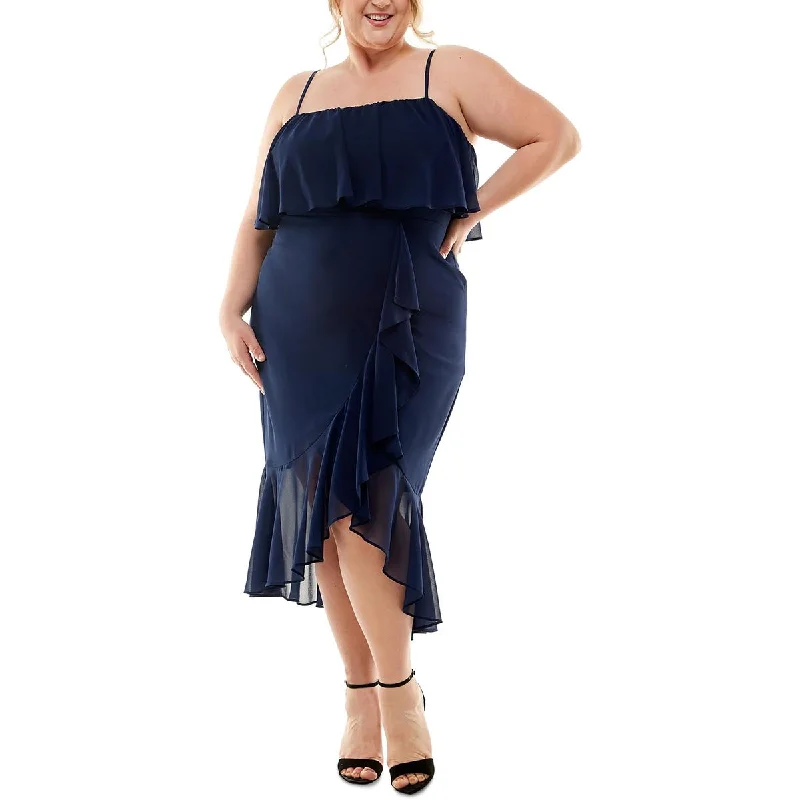 Best Offers City Studios Womens Plus Chiffon Ruffled Midi Dress