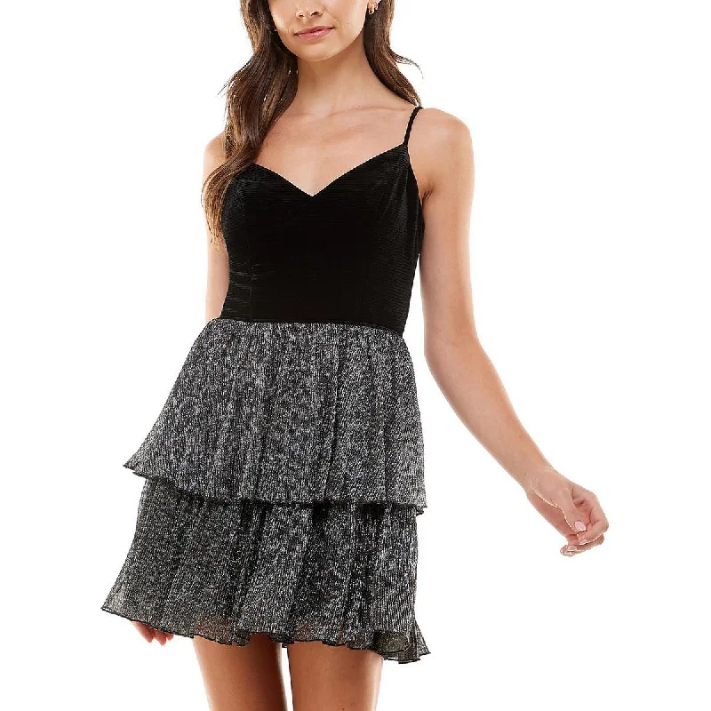 Weekend Clearance Frenzy City Studios Womens Juniors Velvet Mini Fit & Flare Dress