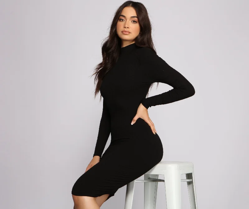 Weekend Best Deals The Every Day Charming Ribbed Knit Midi Dress