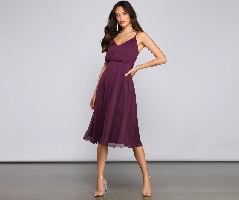 Sale Alert Maggie Formal Chiffon Charming A-Line Midi Dress