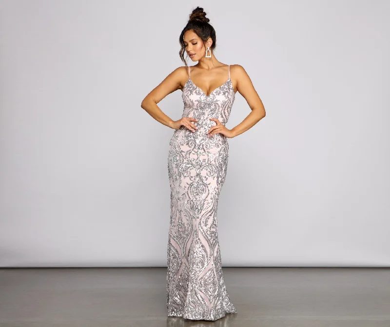 Shop & Save More Cordelia Formal Stylish Sequin A-Line Dress