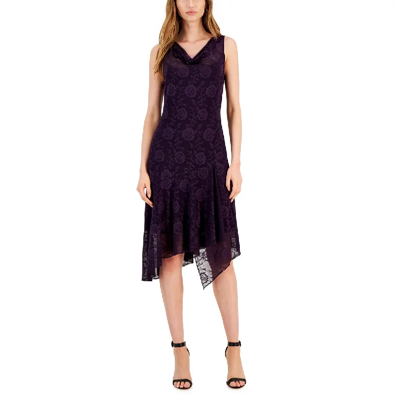 Hurry, While Stocks Last Connected Apparel Womens Floral Cowlneck Midi Dress