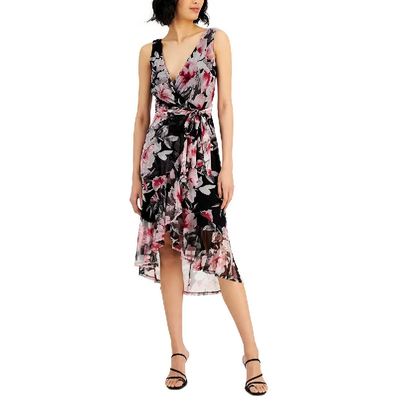 Instant Discount Connected Apparel Womens Floral Print Hi-Low Wrap Dress