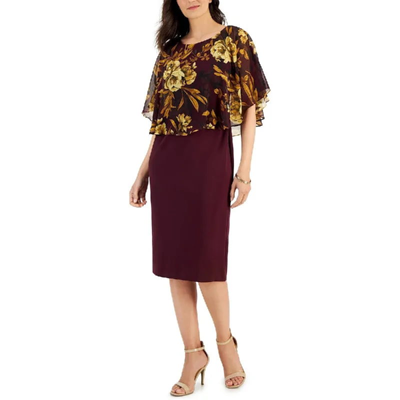 Final Clearance Connected Apparel Womens Midi Mixed-Media Wear To Work Dress