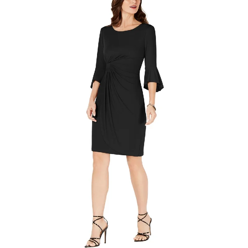 Exclusive Savings Event Connected Apparel Womens Petites Ruched Bell Sleeves Sheath Dress