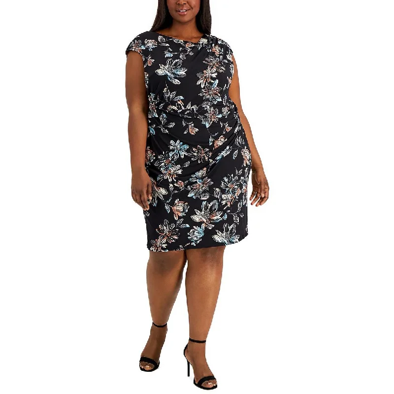 Big Offers Connected Apparel Womens Plus Floral Knee Sheath Dress