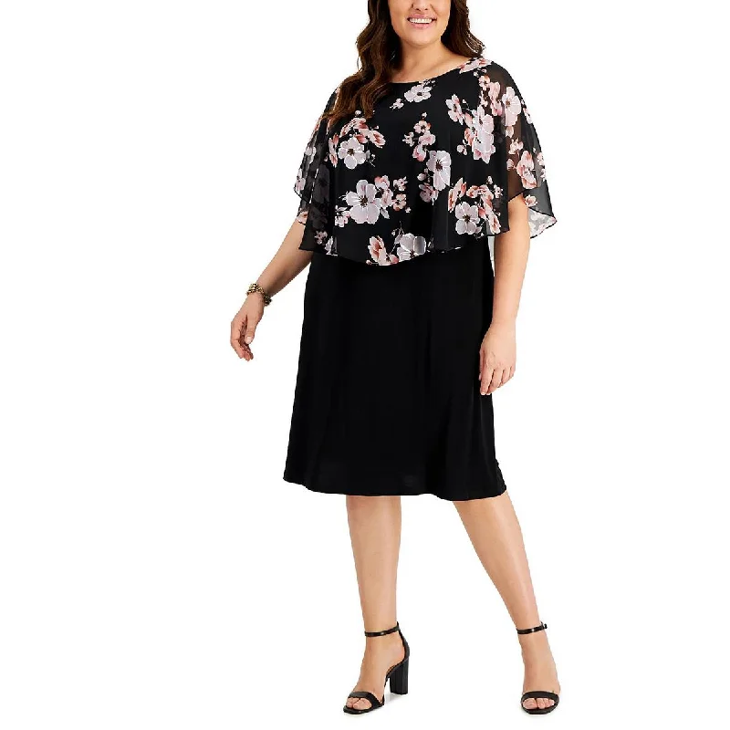 The Big Clearance Connected Apparel Womens Plus Floral Print Midi Fit & Flare Dress