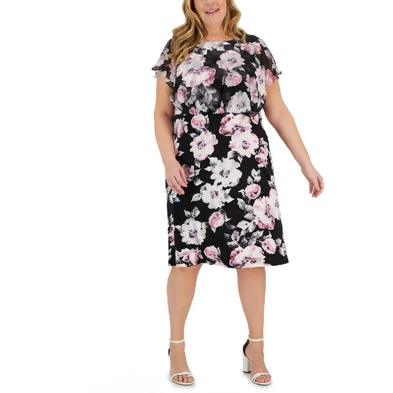 Super Price Drop Connected Apparel Womens Plus Floral Print  Midi Dress