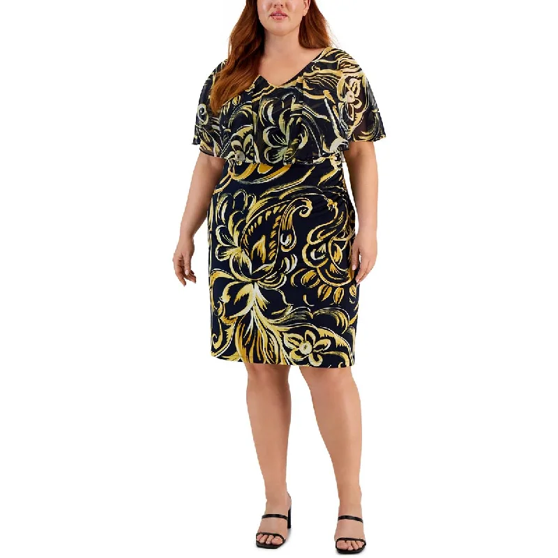 Exclusive Weekly Sale Connected Apparel Womens Plus Jersey Drapey Midi Dress