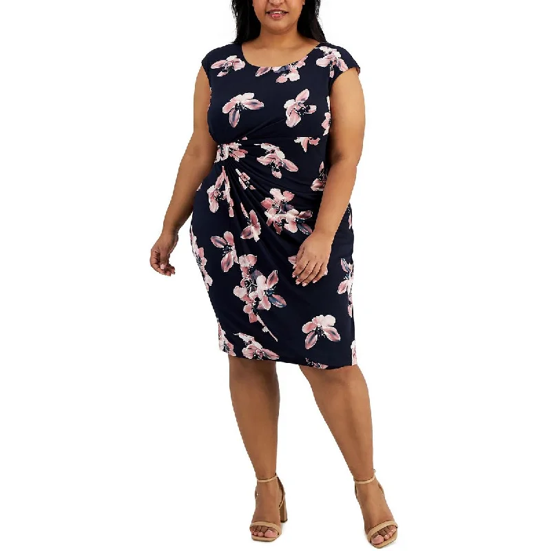 Super Price Slash Connected Apparel Womens Plus Printed Midi Sheath Dress