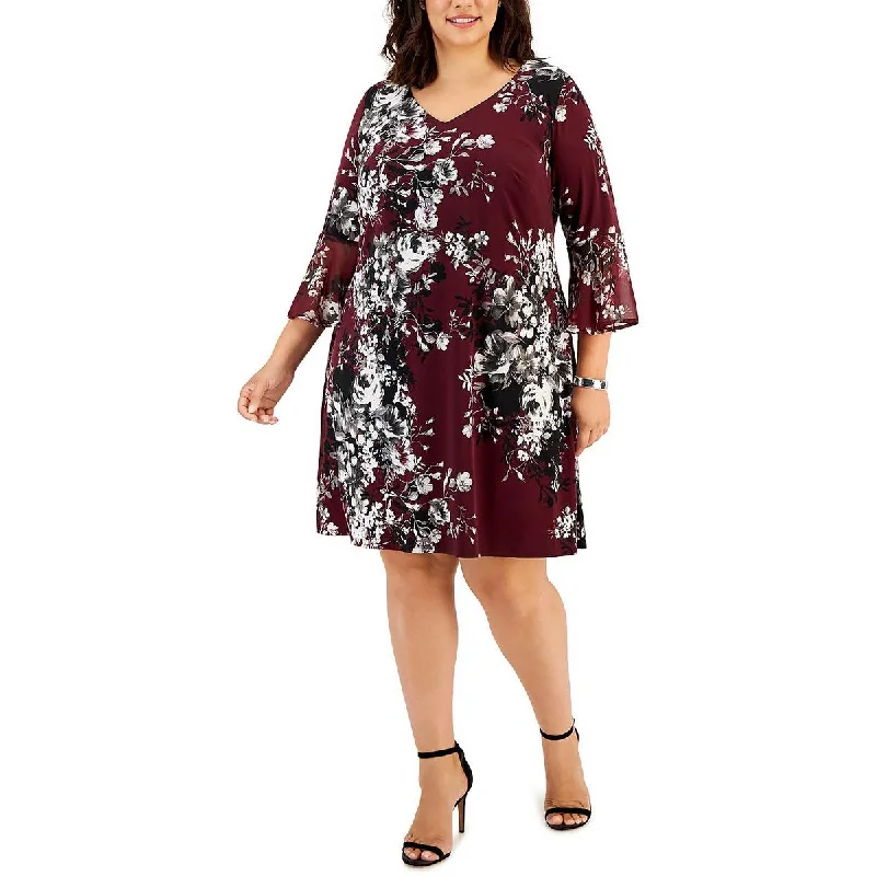 Flash Sale Connected Apparel Womens Plus Printed Mini Fit & Flare Dress