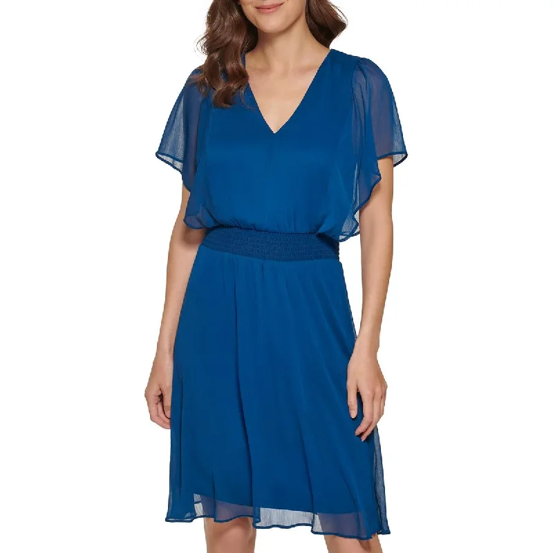 Weekend Deal Fest DKNY Womens Cape Sleeve Midi Fit & Flare Dress