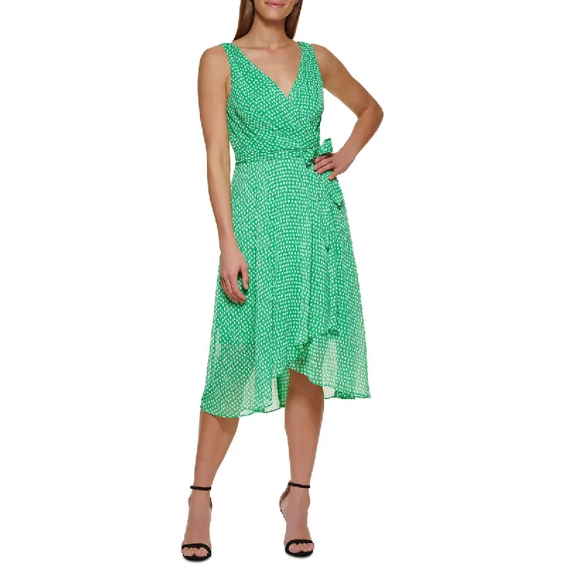 Weekend Only Deals DKNY Womens Chiffon Midi Fit & Flare Dress