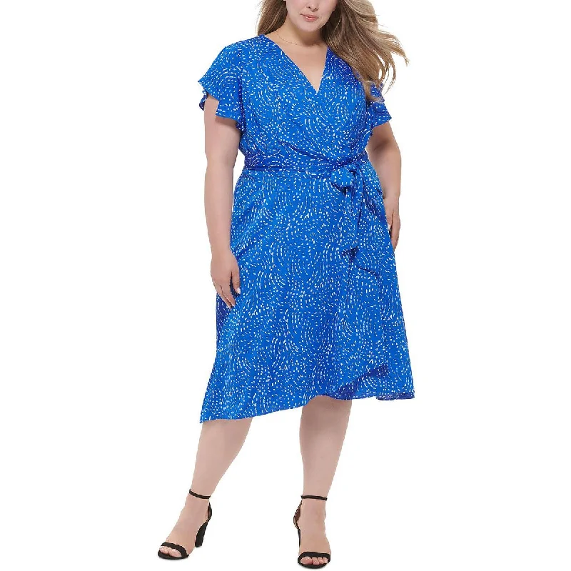 Time-Sensitive Offer DKNY Womens Plus Printed Calf Midi Dress