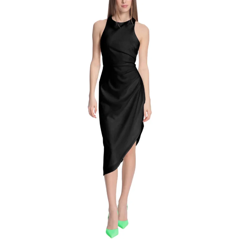 Limited-Time Flash Deal DONNA MORGAN Women's QUILLA Side Ruched Asymmetrical Hem Midi Dress