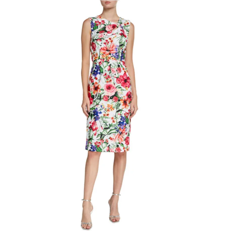 Limited-Time Bargains Donna Ricco Women's Asymmetrical Neck Floral Print Midi Dress