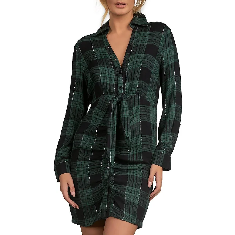 Hot Savings Alert Elan Womens    Metallic Mini Shirtdress