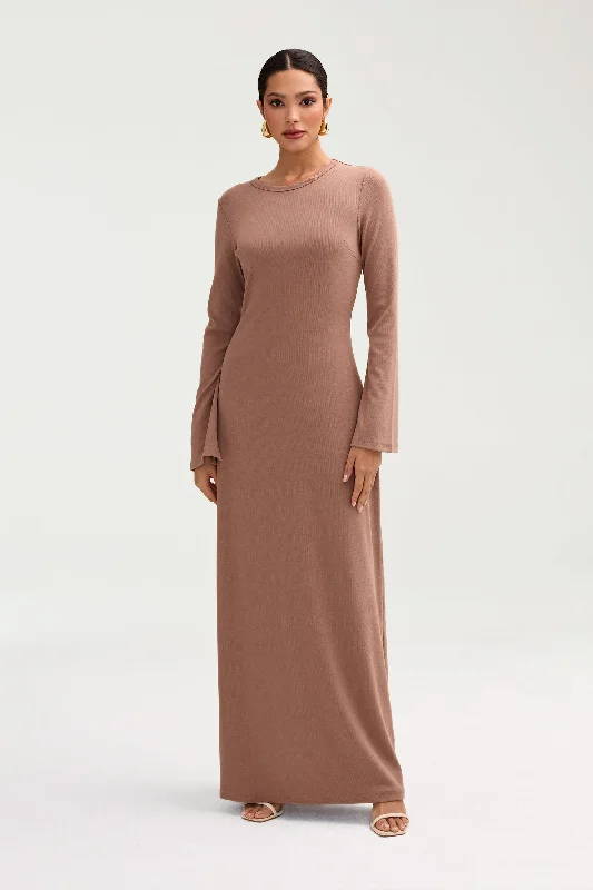 Crazy Price Cuts Ella Ribbed Split Cuff Maxi Dress - Brownie
