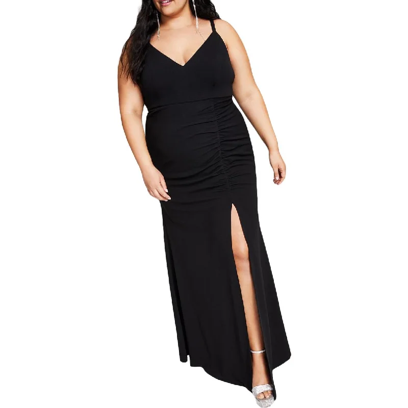 Super Savings Emerald Sundae Womens Shirred Crepe Evening Dress