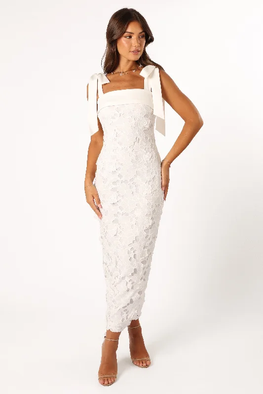 Savings Galore Emersyn Midi Lace Dress - White