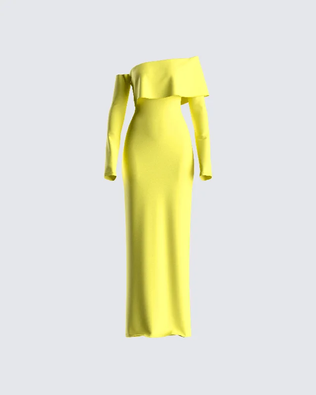 Weekend Exclusive Offers You’ll Love Emme Yellow Ponte Maxi Dress