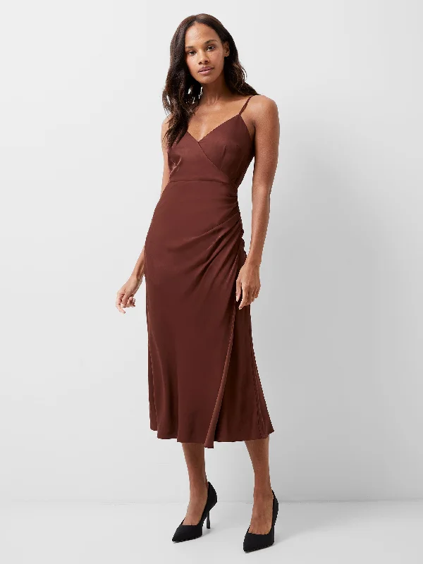 Weekend Price Slash Ennis Eco Satin Slip Midi Dress