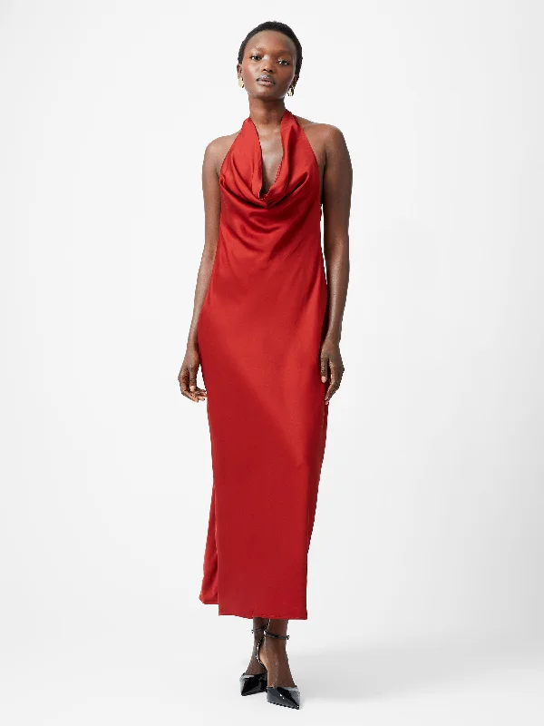 Time-Sensitive Offer Ennis Eco Satin Halterneck Midi Dress
