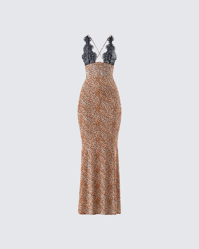 Limited Edition Evodie Leopard Print Maxi Dress