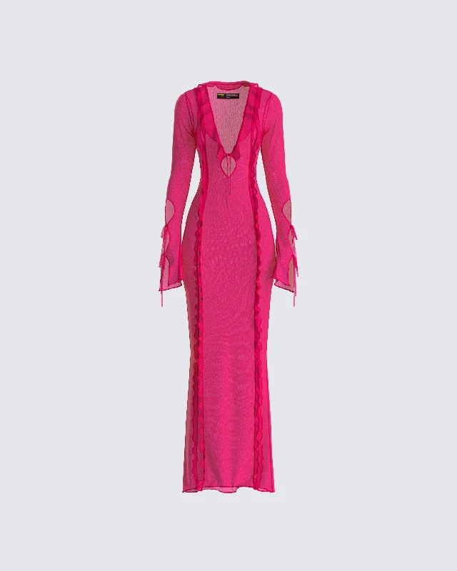 Unbeatable Offer Florence Magenta Mesh Maxi Dress