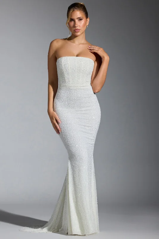 Weekend Hot Bargains Embellished Corset Gown in White