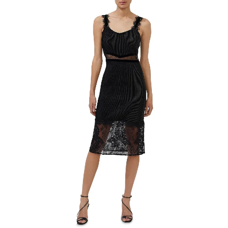 Today Only French Connection Womens Lace Inset Midi Cocktail and Party Dress