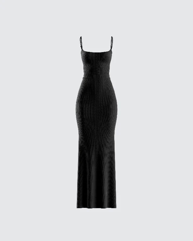 Weekend Offers You Can’t Miss Georgie Black Rib Maxi Dress