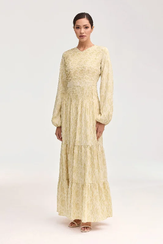 Flash Price Drops Ghalia Floral Pin Tuck Maxi Dress