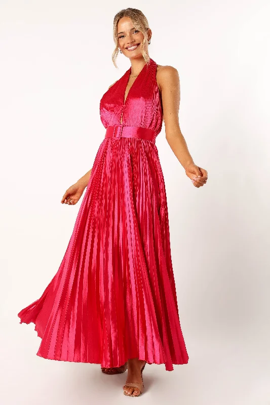 Weekend Big Savings Greta Halterneck Maxi Dress - Magenta
