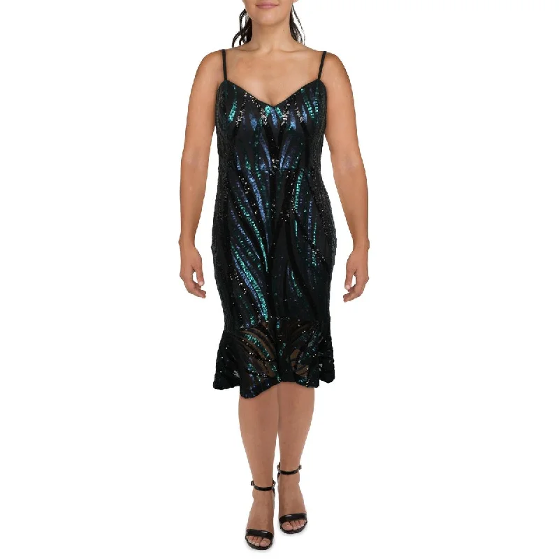 Weekend Shopping Extravaganza Guess Womens Sequined Cocktail Midi Sheath Dress