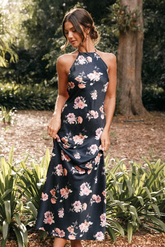 Unbeatable Offer Hadley Halterneck Maxi Dress - Black Floral