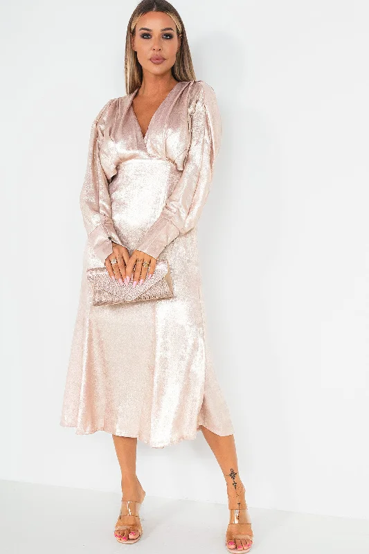 Offer of the Day Harlow Rose Gold Metallic Midi Dress